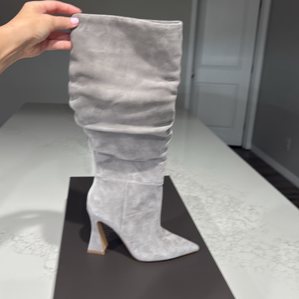 Vince Camuto Grey Suede Knee High Boots